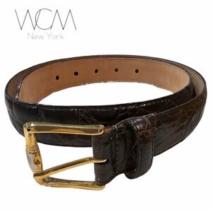 WCM New York VINTAGE Genuine Italian Calfskin Brown Belt - Size M